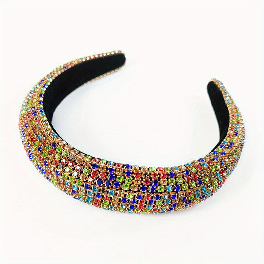 Baroque Rhinestone Headband Wide Brim Head Hoop Headdress Glitter Hair Band