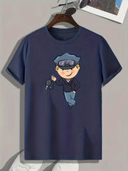 Cartoon Boy Print Men's Graphic T-shirt for Summer