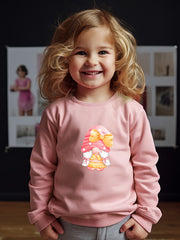 Girls Elf Pattern Crew Neck Long Sleeve Sweatshirt for Spring Fall