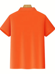 Boys Solid Polo Shirt Cotton Stretch Short Sleeves Button Up