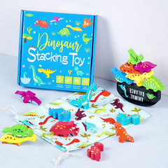 15-Piece Dinosaur Toy Set for Kids 3+ with Wooden Balance Game