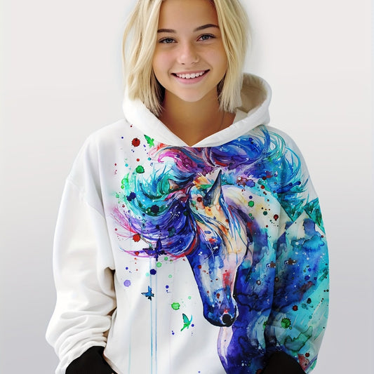 Tie Dye Horse Long Sleeve Hoodie