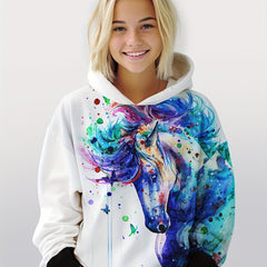 Tie Dye Horse Long Sleeve Hoodie