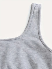Casual Solid 2pc Set Crop Tank Top & Drawstring Shorts Outfit