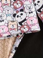 Toddler Girl's Cartoon Animals Hoodie & Sweatpants Set
