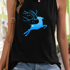 Christmas Deer & Snowflake Pattern Sports Vest Sleeveless Top