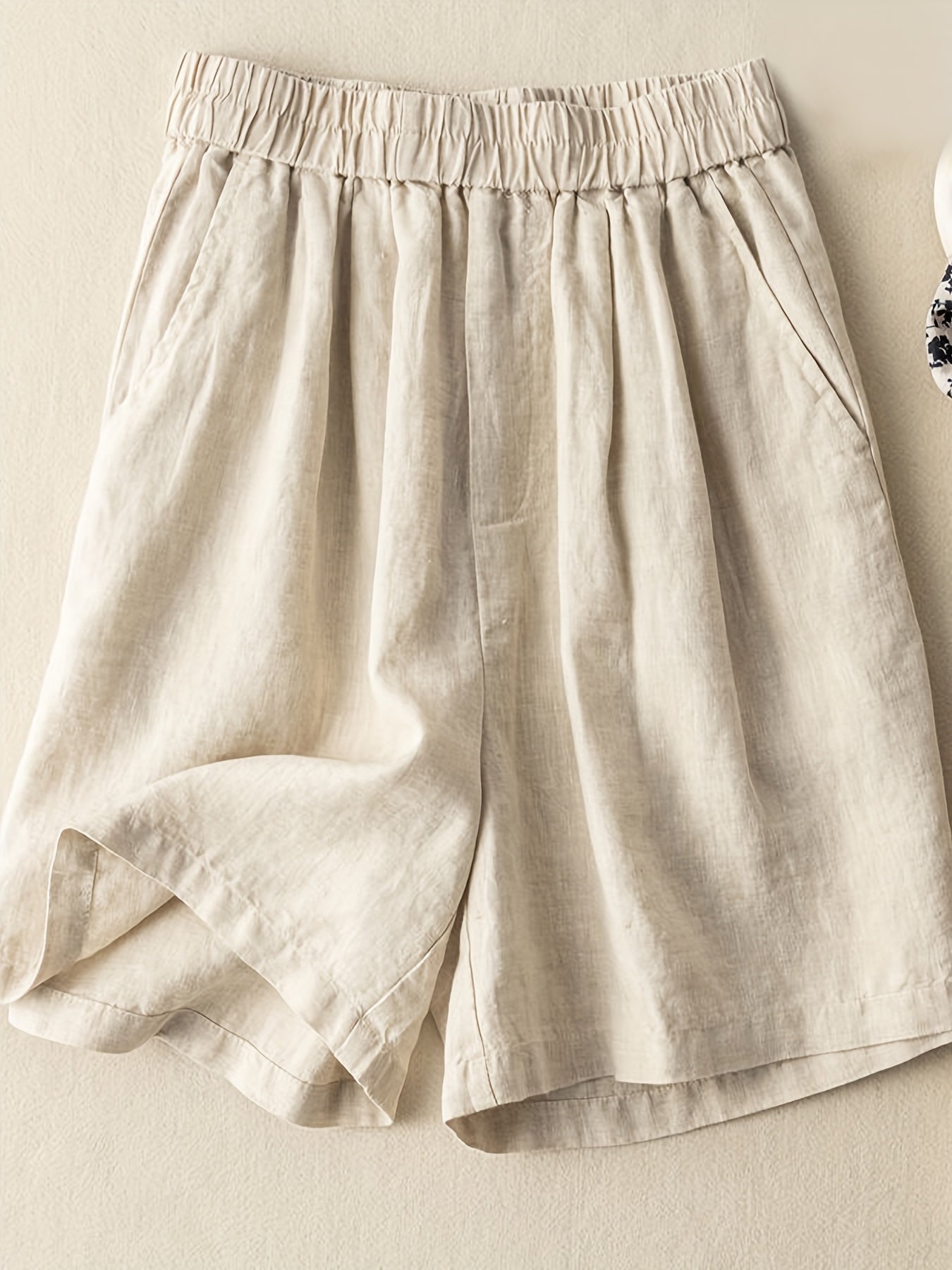 Solid Elastic Waist Shorts Casual Summer Versatile Shorts Women's Clothing