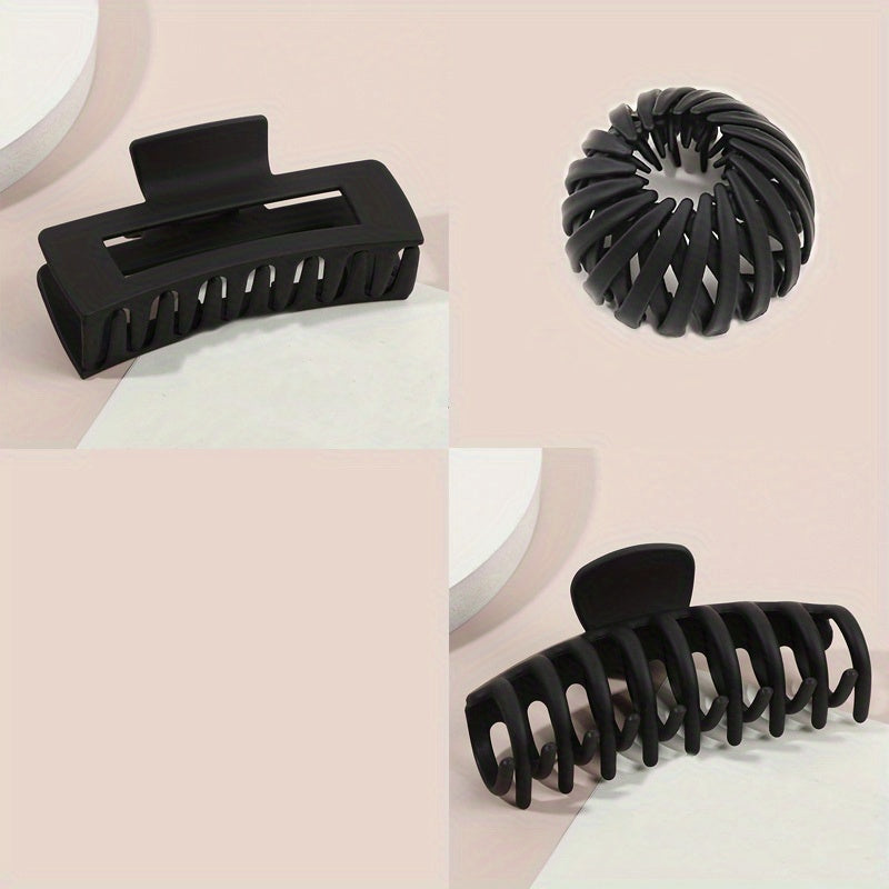 3pcs Casual Hair Clip Set Large Claw Clip Headwear Hair Accessories For Girls