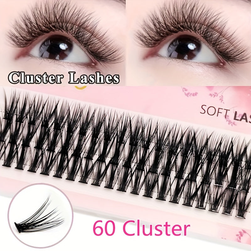 60 Clusters Lashes 40D Curling Volume Wispy Lashes DIY Makeup Extension