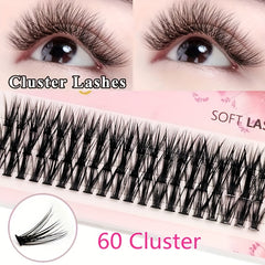 60 Clusters Lashes 40D Curling Volume Wispy Lashes DIY Makeup Extension