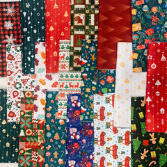6pcs Christmas Fabric Fat Quarter for DIY Crafting Sewing