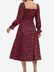 Allover Print Split Thigh Dress Women's Clothing
