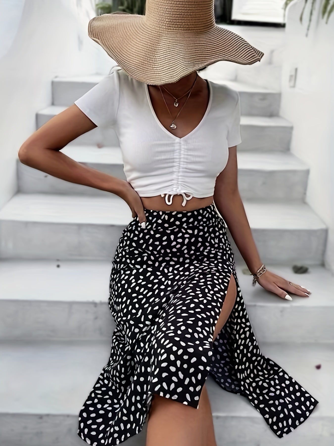 High Waist Split Skirt for Women's Casual Beach Wear