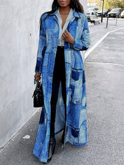 Patchwork Graphic Print Jacket Open Front Outerwear