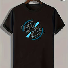 Disk Pattern Print Men's Comfy Sports T-shirt