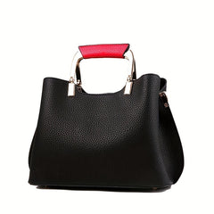 Colorblock Handbags For Women Pompom Crossbody Satchel Purse