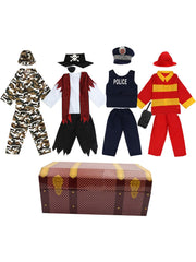 15pcs Role Play Costume Set for Kids Pirate Policeman Soldier Firefighter