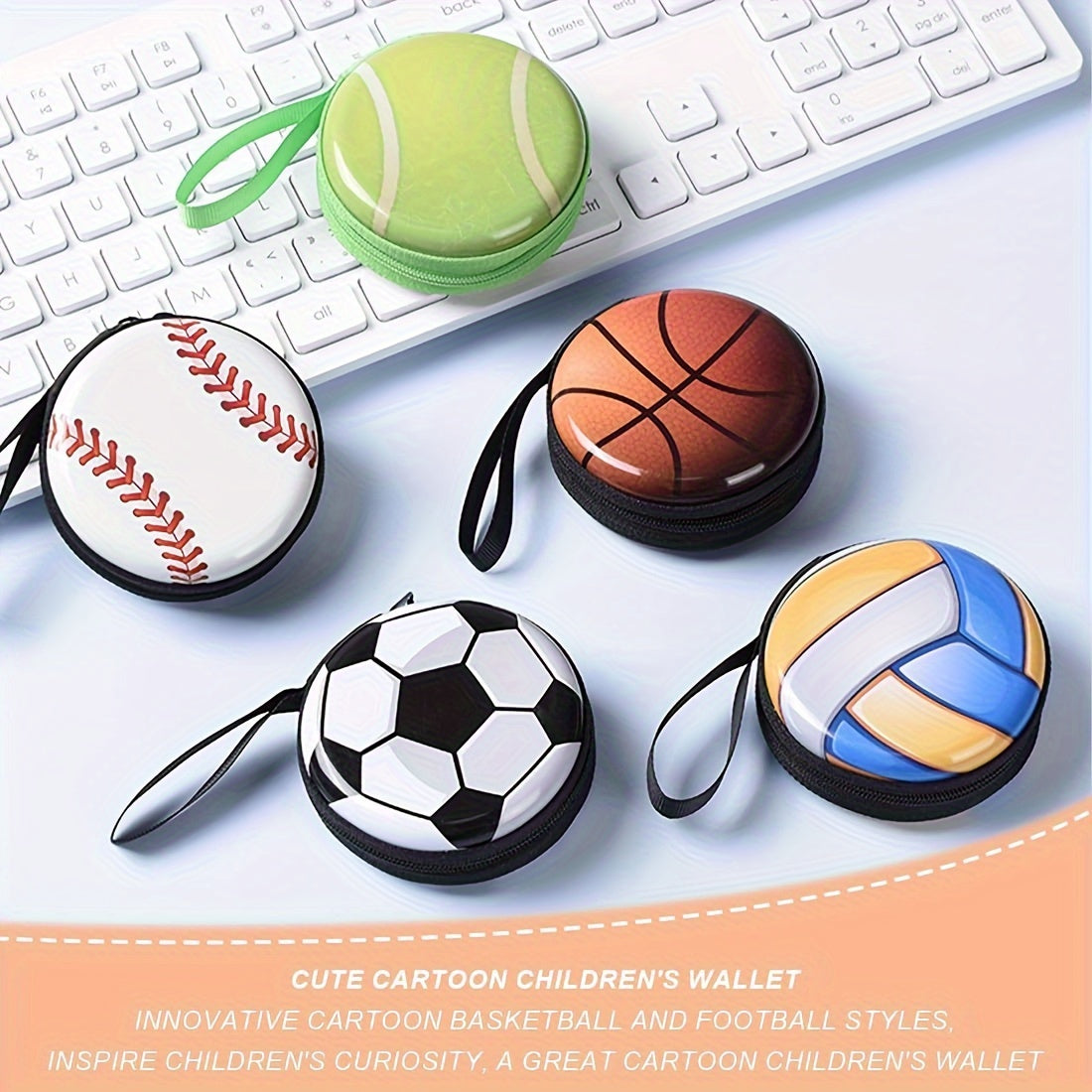 5pcs Football Wallet Coin Zipper Wallet Gift 7cmx3