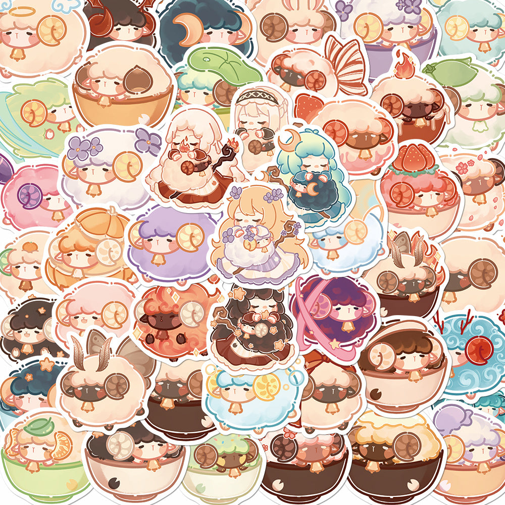50pcs Magical Lamb Waterproof Stickers for Desserts