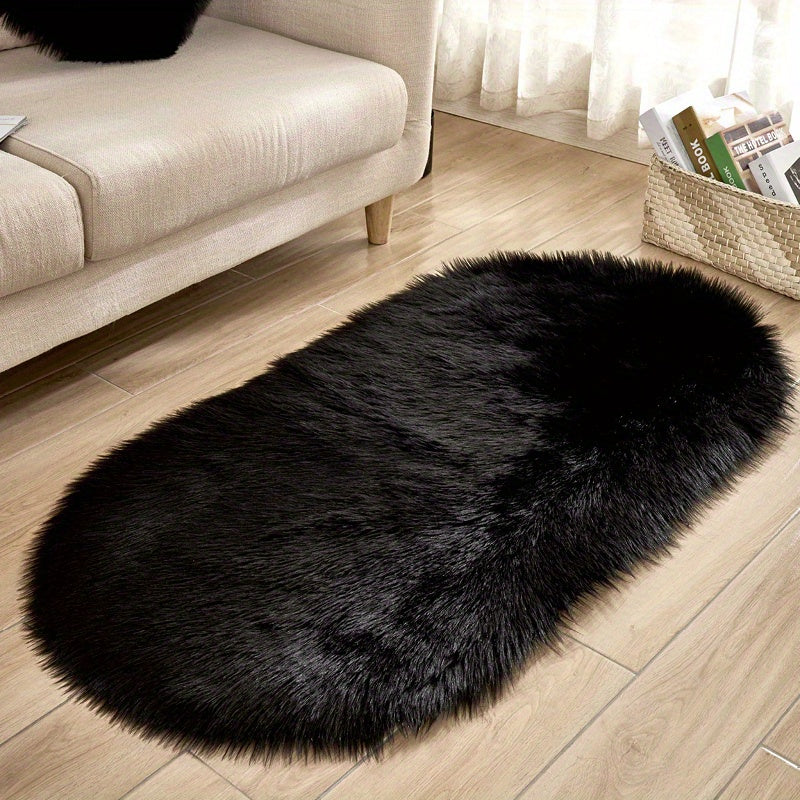 Oval Plush Rug Bedside Foot Cushion Sofa Foot Cushion Carpet Floor Mat 60