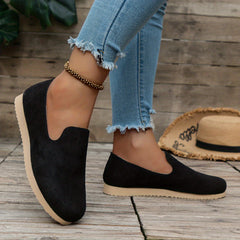 Women's Solid Loafers Casual Slip On Sneakers Comfortable Walking Shoes