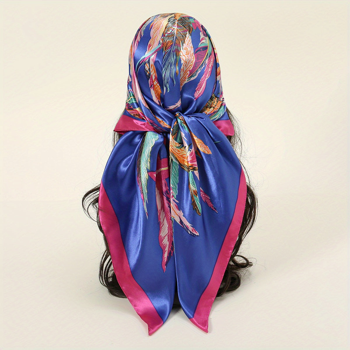Tribal Crown Print Bandana Boho Silk Square Scarf Head Wrap