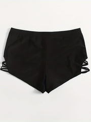 Criss Cross Side Swimwear Shorts High Stretch