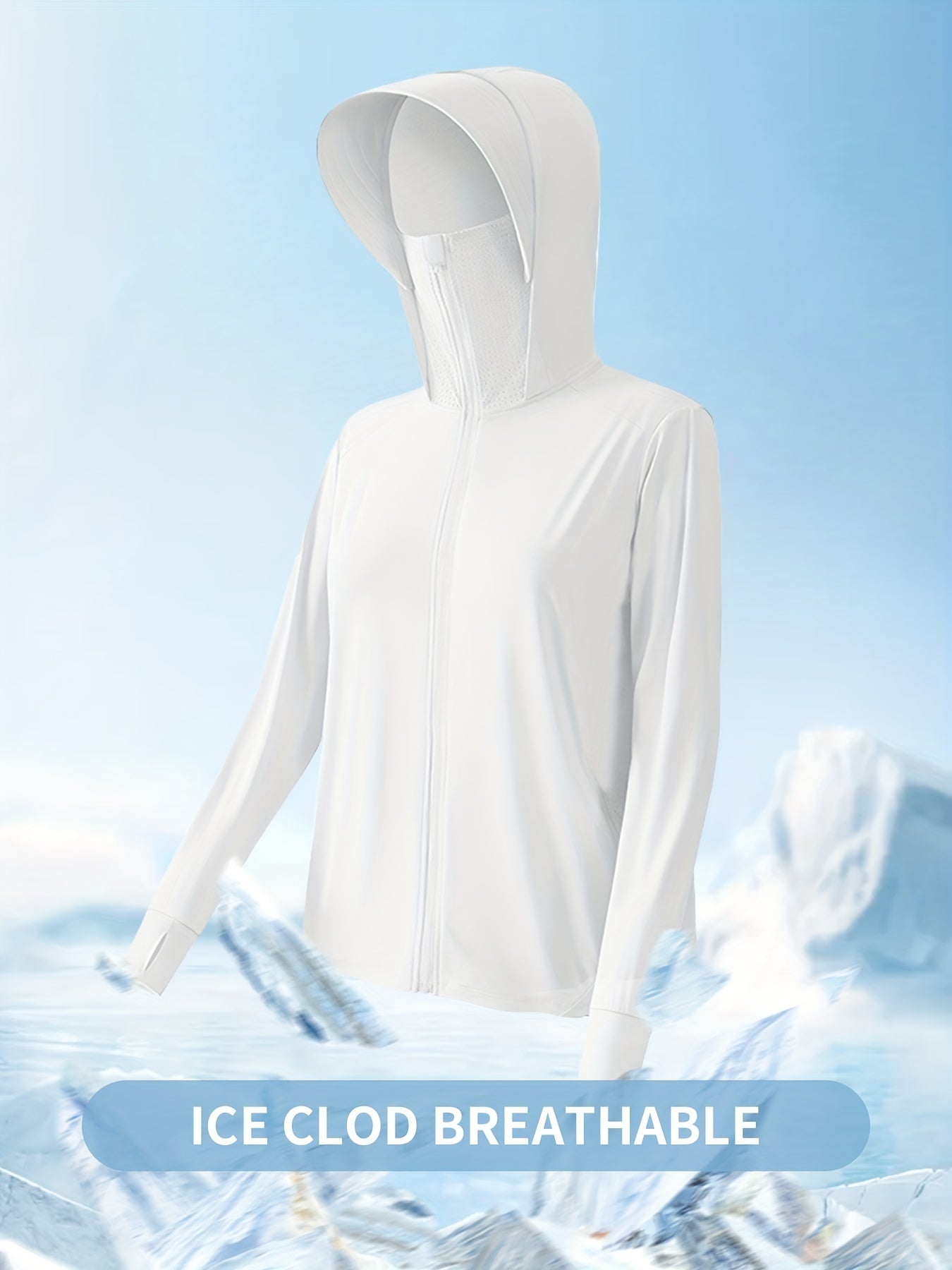 Hoodie Ponytail Hole Zip Up Long Sleeve Sun Protection Clothing
