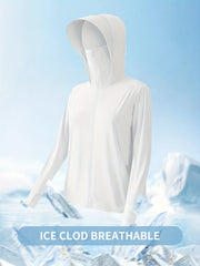 Hoodie Ponytail Hole Zip Up Long Sleeve Sun Protection Clothing
