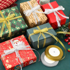 100 Yards Christmas Metallic Glitter Satin Ribbon Set