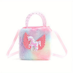 Colorful Unicorn Plush Crossbody Bag Handbag Cartoon Purse Tote Coin Purse