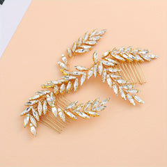 Chandelier Bridal Hair Comb Rhinestone Leaves Pair Comb