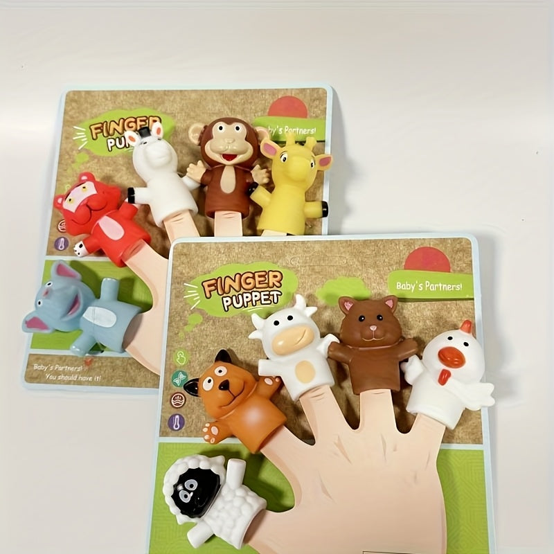 5pcs Finger Puppet Set Forest Animals Farm Figures Toy Boys Girls Party Favors S