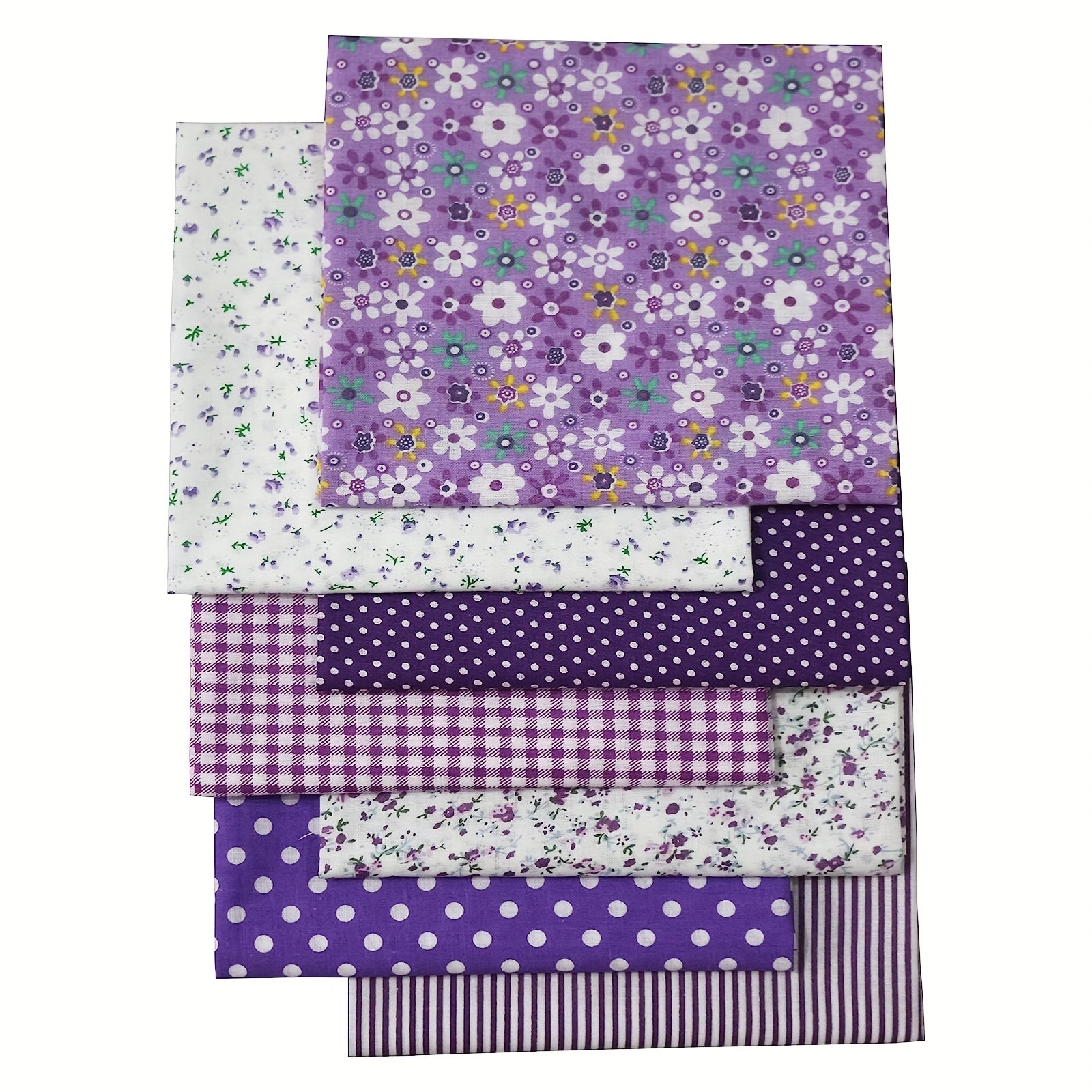 7pcs 24 89 24 Purple Printed Quilted Square Cotton Fabric Bundles