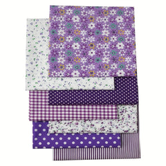 7pcs 24 89 24 Purple Printed Quilted Square Cotton Fabric Bundles