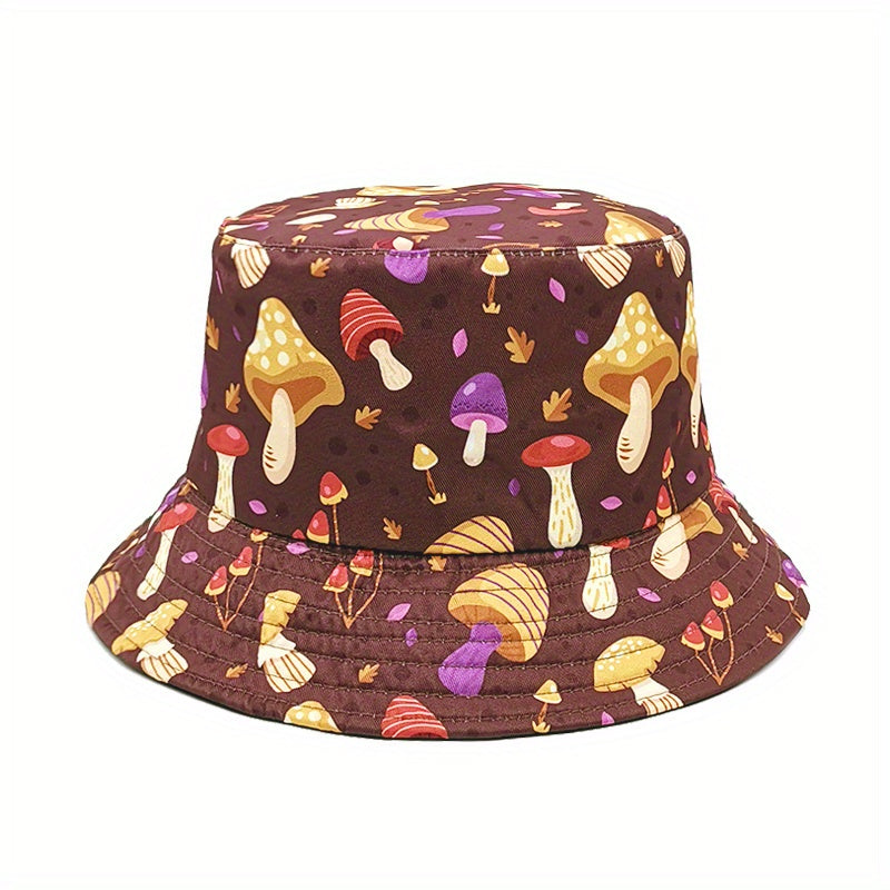 Reversible Mushroom Bucket Hat Printed Cartoon Basin Hat