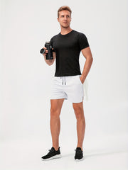 Men's Solid Workout Shorts Active Breathable Drawstring Shorts For Summer