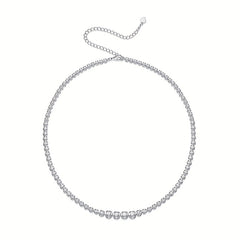 Moissanite Tennis Necklace Silvery Clavicle Chain Jewelry
