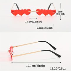 3 Pairs Men's Rimless Sunglasses Set - Heart Star Shaped Decorative Accessories