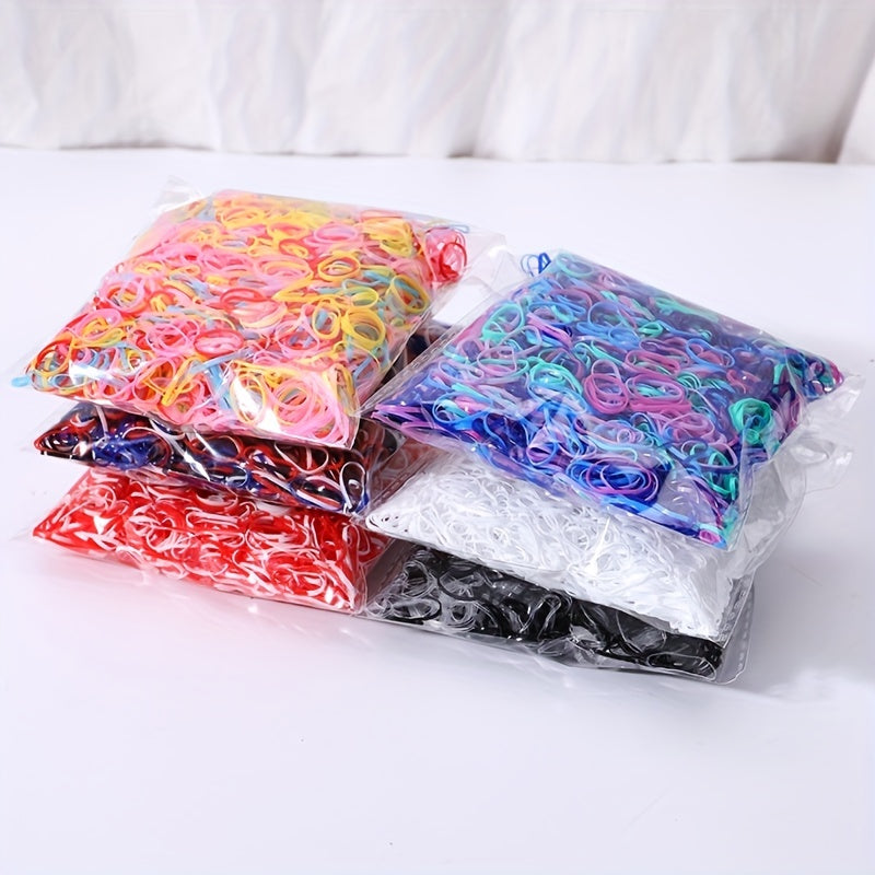1000pcs Girls Mini Elastic Disposable Colorful Hair Ties Set