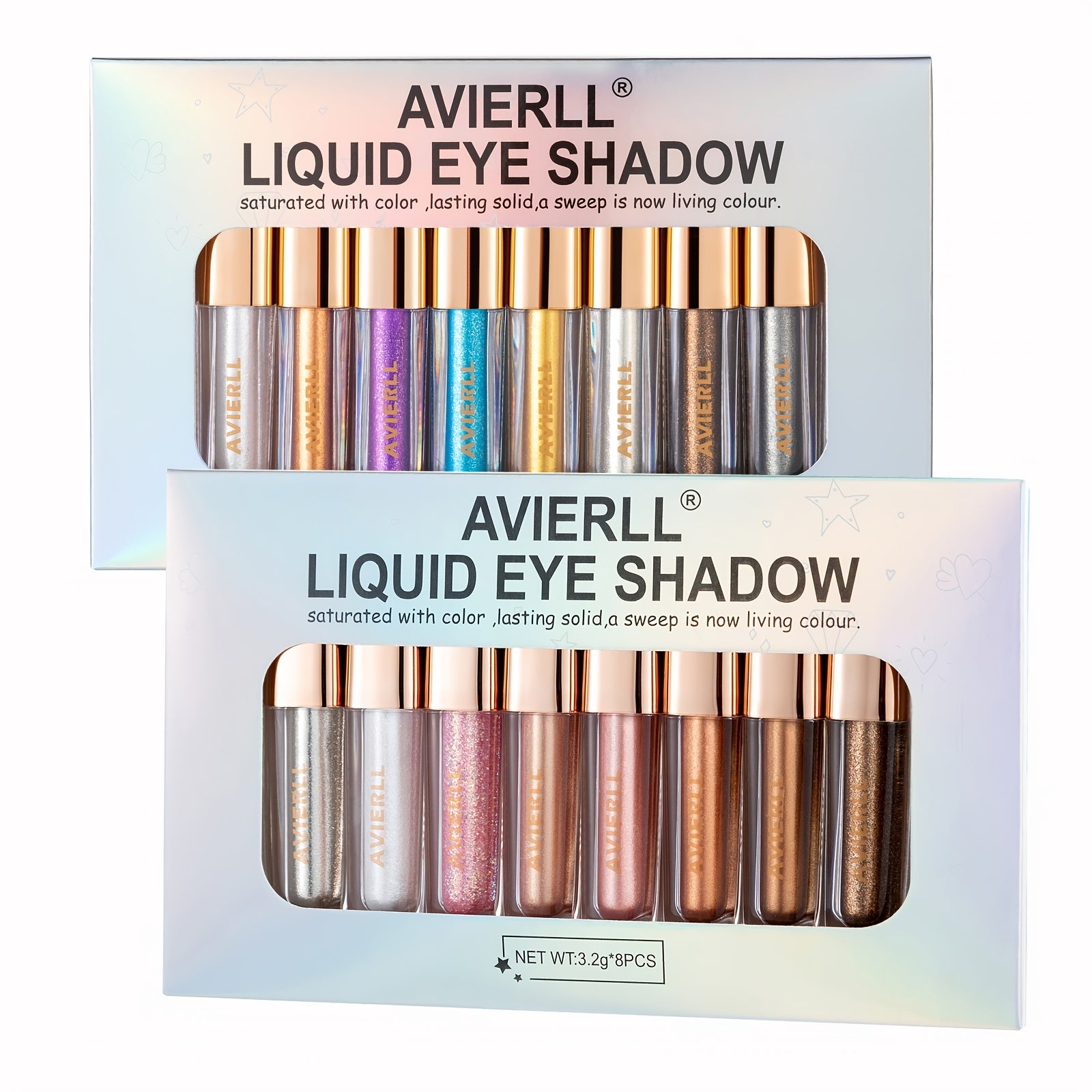 AVIERLL 8 Liquid Eyeshadow Set Brown Glitter Eye Shadow Stick Kit