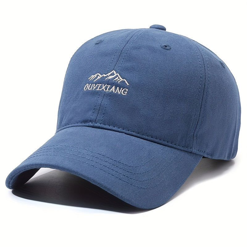 Unisex Sunshade Adjustable Baseball Cap with Mountain Embroidery