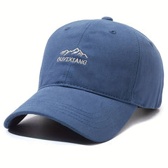 Unisex Sunshade Adjustable Baseball Cap with Mountain Embroidery