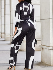 Colorblock Button Up Wide Leg Jumpsuit