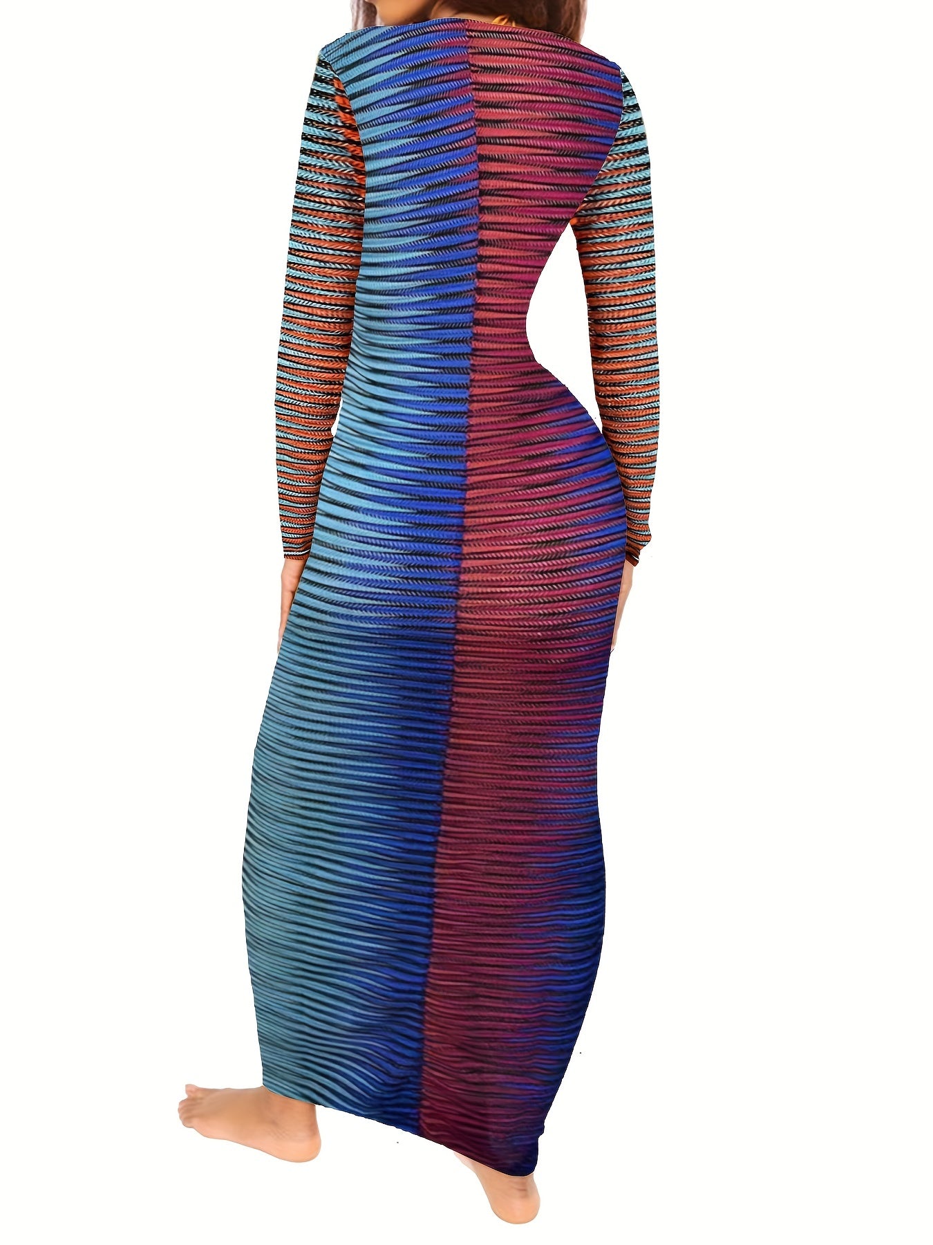 Deep V Neck Knitted Cover Up Dress Solid Ankle Length Sexy Beach Cover Up