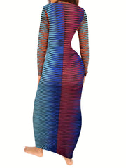 Deep V Neck Knitted Cover Up Dress Solid Ankle Length Sexy Beach Cover Up