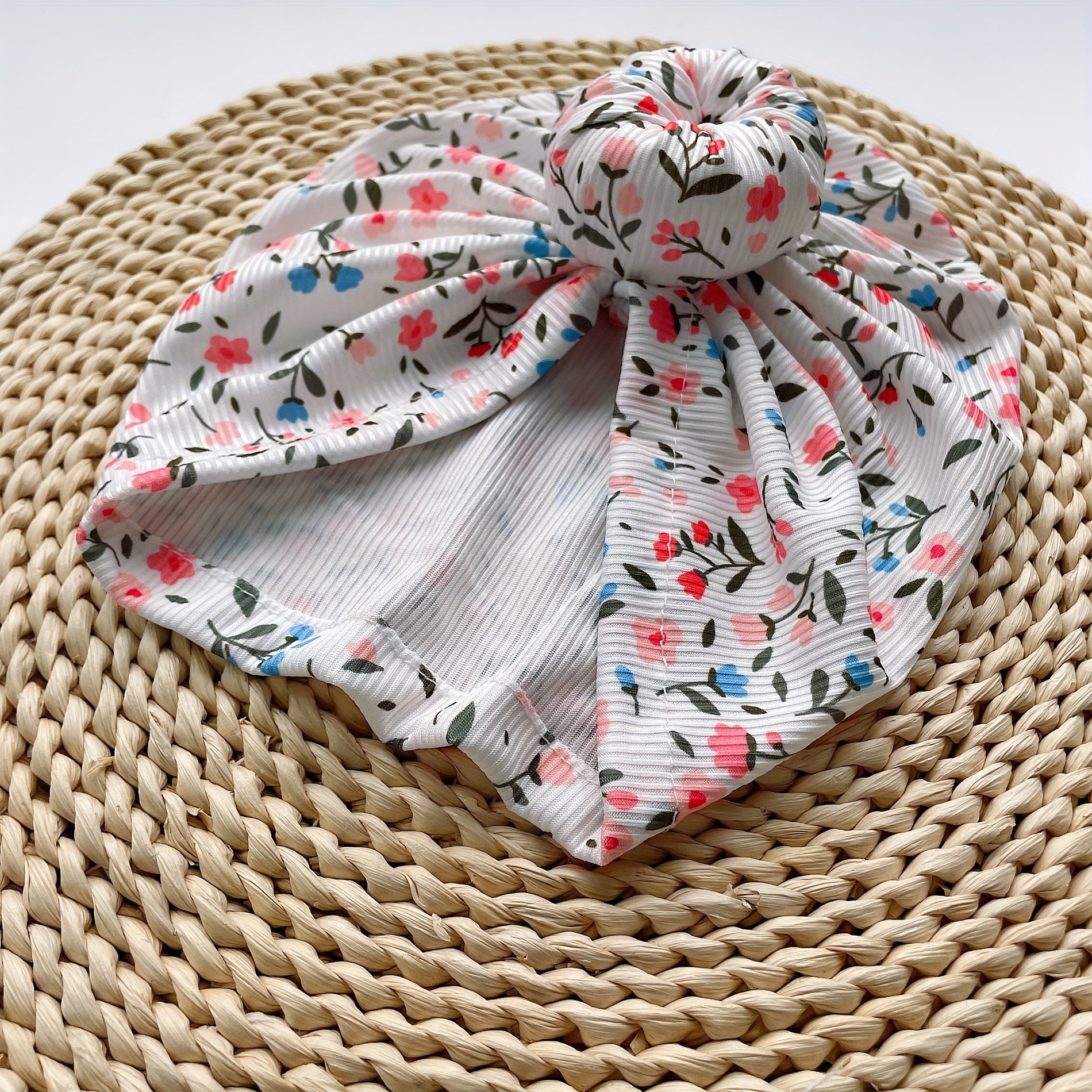 Red Small Flower Stretch Baby Ball Head Hat
