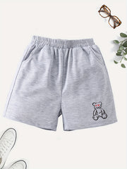 Girls' Casual Devil Bear Graphic Shorts Outwear Elastic Waist Regular Fit