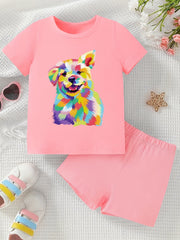Rainbow Dog Girl's 2pcs T shirt & Shorts Set Kids Clothes