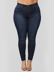 High Rise Button Fly Skinny Jeans Women's Plus Slight Stretch